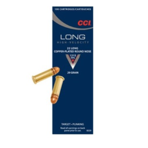 CCI 22 LONG COPPER-PLATED ROUND NOSE 1215 FPS 29 GR 100 RDS