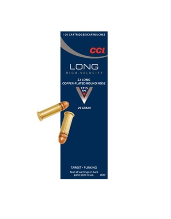 CCI 22 LONG COPPER-PLATED ROUND NOSE 1215 FPS 29 GR 100 RDS