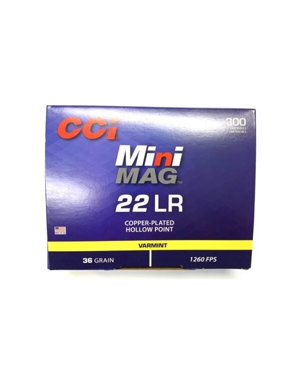 CCI 22 LR MINI MAG 36GR COPPER PLATED HOLLOW POINT 300 rds