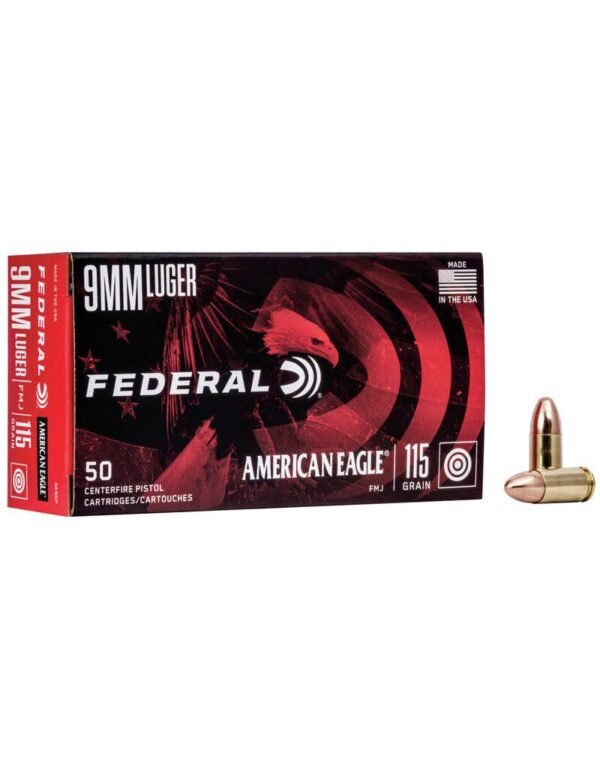 FEDERAL AMERICAN EAGLE 9MM LUGER 115GR FMJ 50 RDS