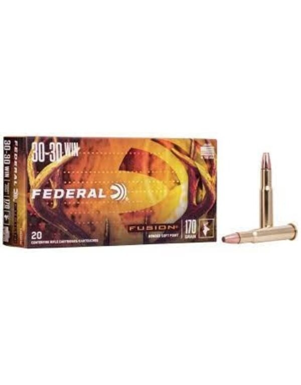 federal fusion 30-30, federal fusion 30-30 ammo 170 gr, federal fusion 30-30 ballistics, federal fusion 30-30 ammo, FEDERAL FUSION 30-30 WIN 170 GR 20 RDS