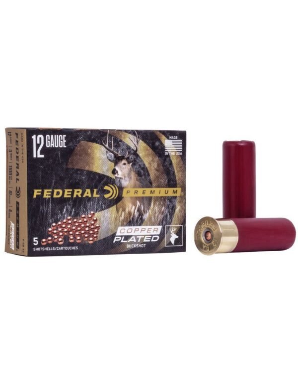 FEDERAL PREMIUM COPPER PLATED 12GA 3 4 BUCK 5 RDS
