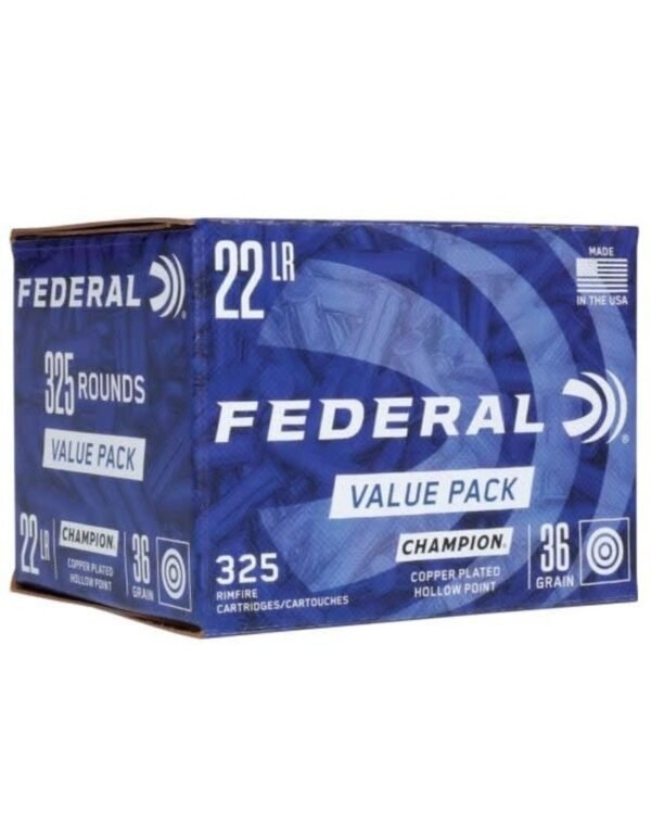FEDERAL 22 LR 36 GR HV CHAMPION COPPER PLATED HOLLOW POINT 325 RDS