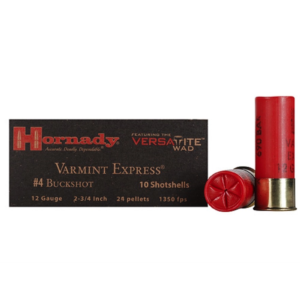 hornady varmit, hornady varmit express, HORNADY VARMIT EXPRESS #4, HORNADY VARMIT EXPRESS #4 BUCKSHOT, HORNADY VARMIT EXPRESS #4 BUCKSHOT 12 GA