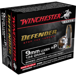 WINCHESTER DEFENDER 9MM LUGER + P 124 GR 20 RDS