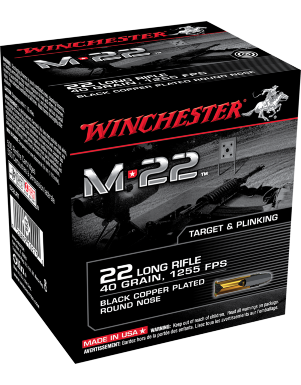 WINCHESTER M 22 LR 40 GR BLACK COPPER PLATED ROUND NOSE 500 RDS