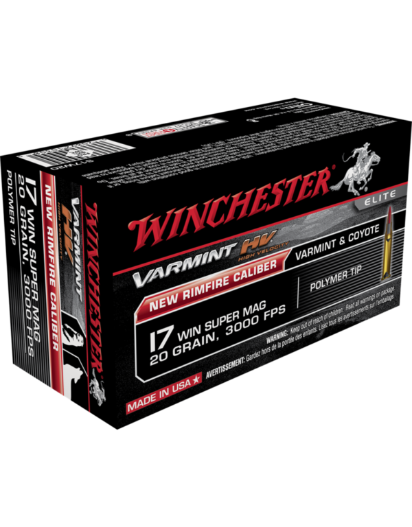 WINCHESTER VARMINT 17 WIN SUPER MAG 20 GR POLYMER TIP 50 RDS