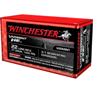 WINCHESTER VARMINT HE 22 LR 37 GR 3/ 1 SEGMENTING EXPANSION 50 RDS