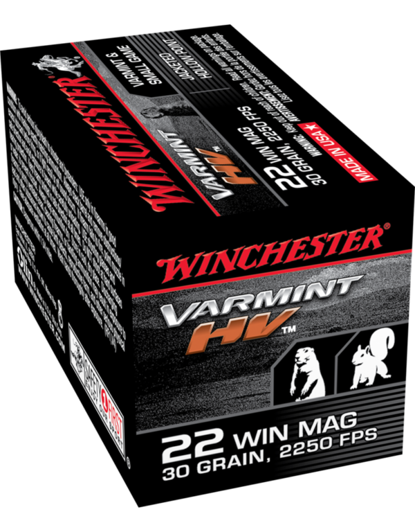 WINCHESTER VARMINT HV 22 WIN MAG 30 GR 2250 FPS 50 RDS